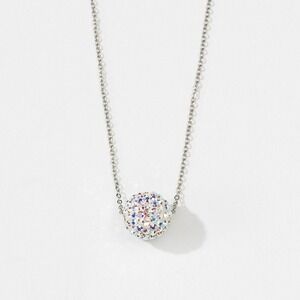 Touchstone Crystal by Swarovski Rhodium Aurore Boreale Pavé Ball Necklace